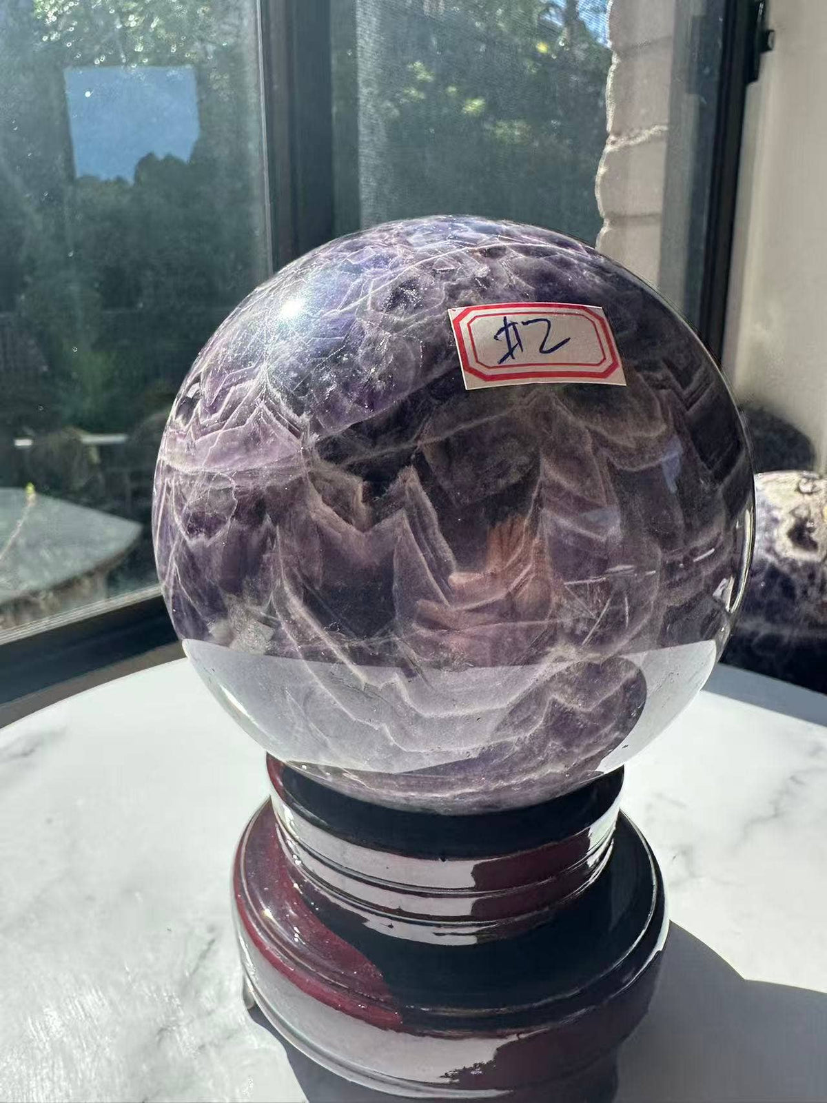 Extra Large Natural Dream Amethyst Sphere Crystal for Spiritual Healing, Feng Shui & Chakra Balancing Crystal