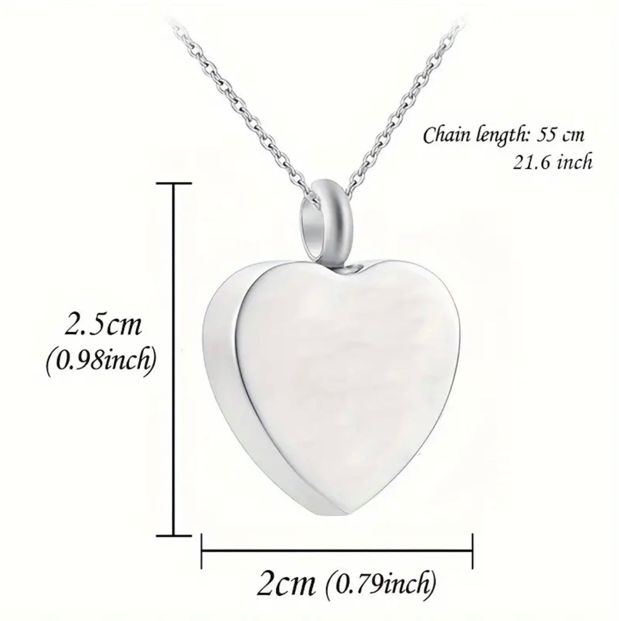Heart Urn Pendant and Chain