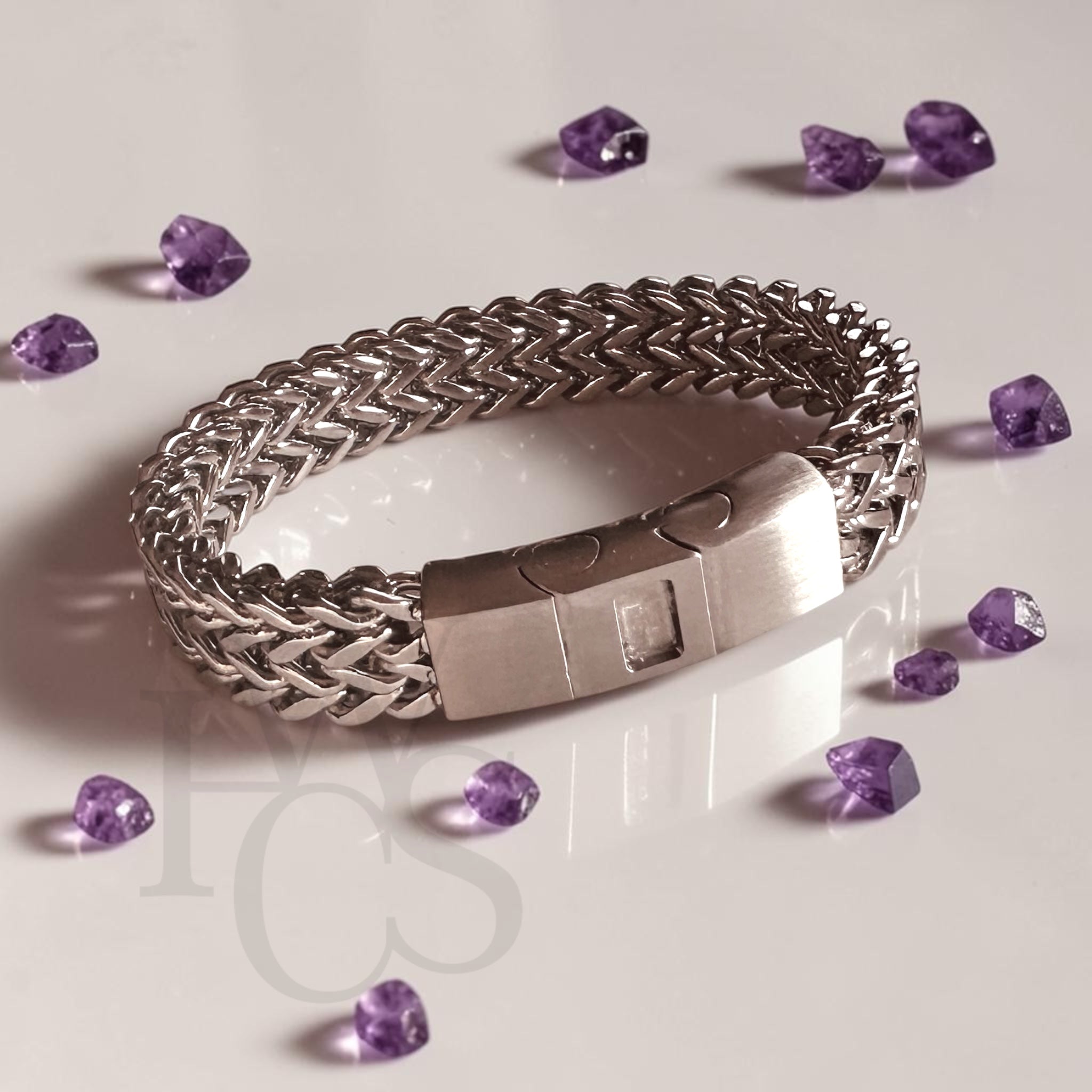 ๐ Stainless Steel Chain Bracelet with Rectangle Resin Inlay