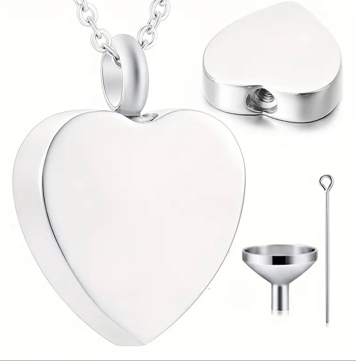 Heart Urn Pendant and Chain