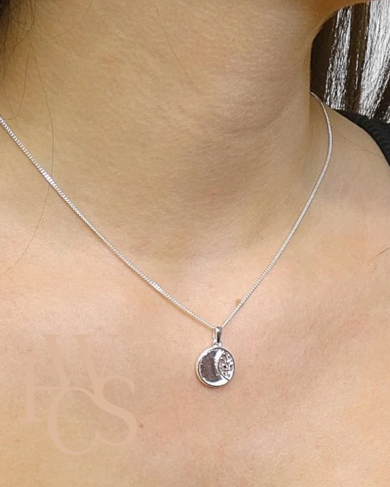 ❤️ Natural Round Pendant - Solid 925 Silver