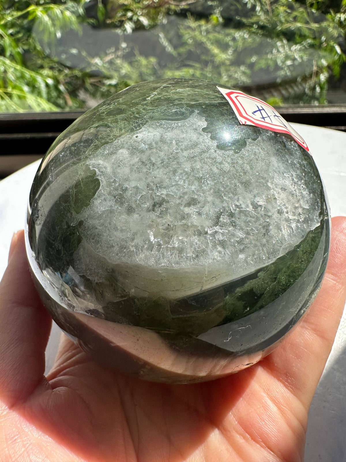 Large Moss Agate Sphere – Heart Chakra Crystal Gift