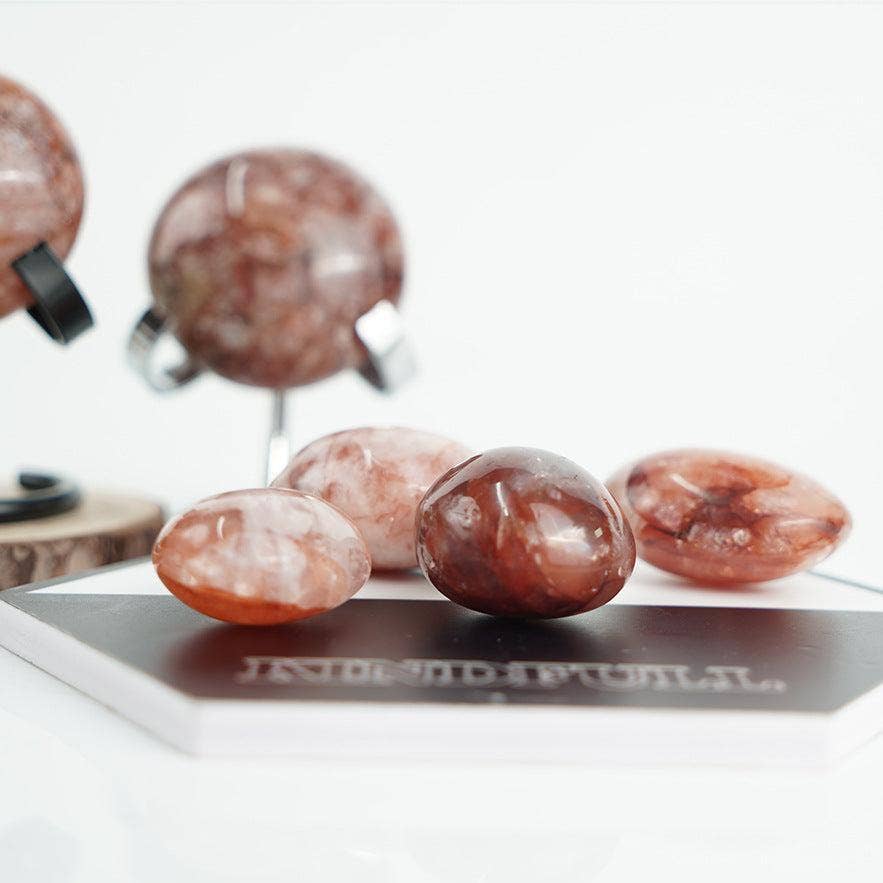 Fire Quartz Palm Stone – Grounding & Emotional Balance Crystal