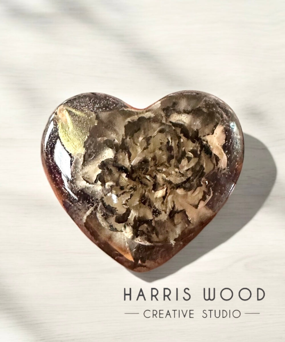 Memorial Flower Heart Resin Keepsake