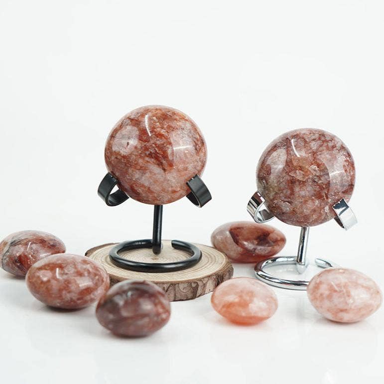Fire Quartz Palm Stone – Grounding & Emotional Balance Crystal