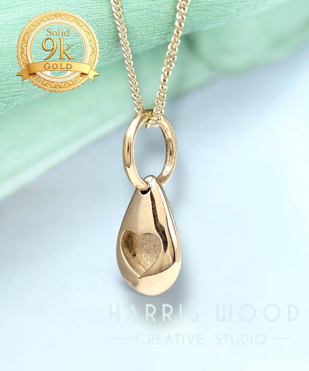 ๐ 3D Pebble Heart Pendant - 9K Solid Gold