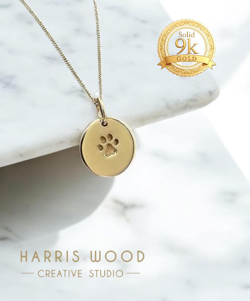 PAW PRINT DISC PENDANT - SOLID 925 SILVER