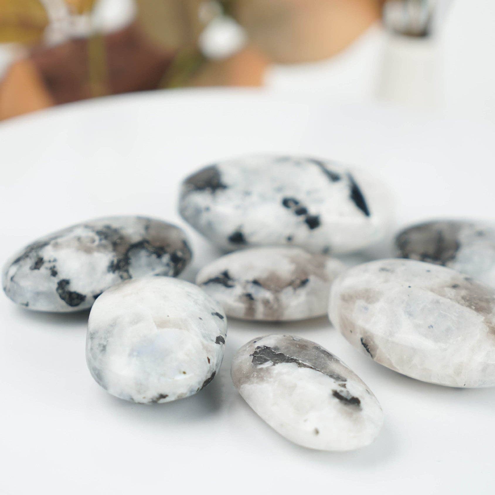 Rainbow Moonstone Palm Stone for Emotional Balance and Inner Peace