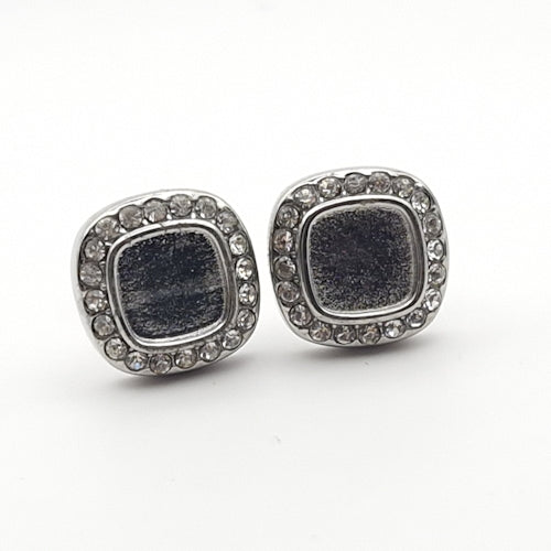 ❤️ Stainless Steel Cushion Earrings with Cubic Zirconias