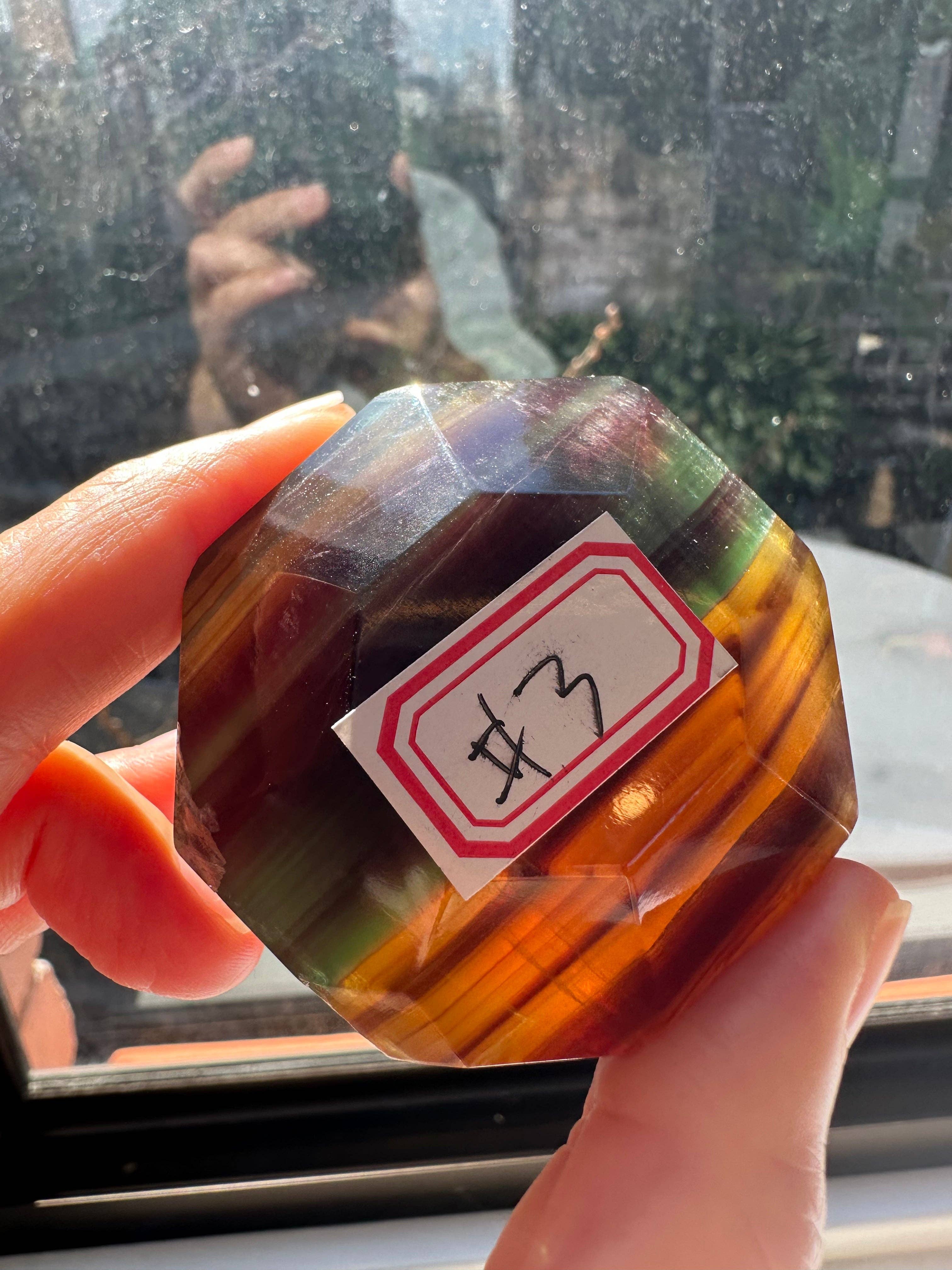 Rare Fluorite Diamond Carving – Unique Shape for Clarity, Focus & Energy Alignment Healing Crystal -