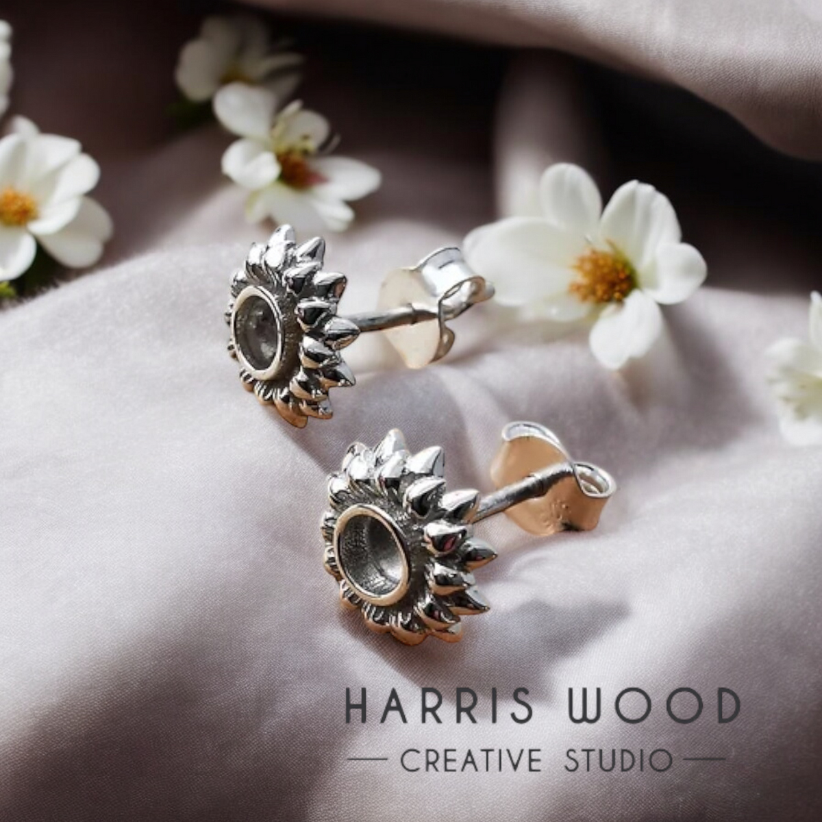 🪷Sunflower Solid 925 Silver Earring Set