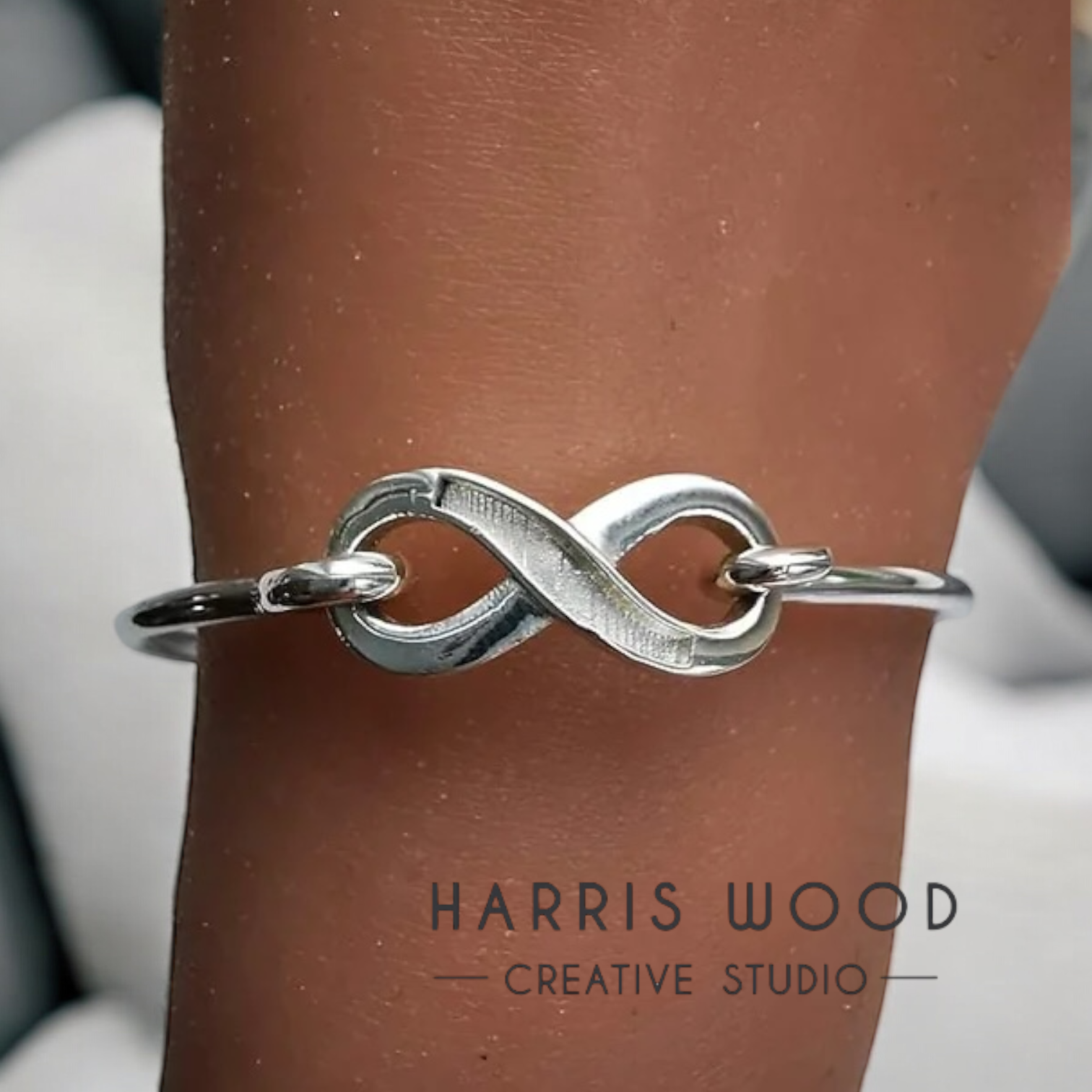 Infinity Bezel Hook Clasp Bangle SOLID 925 SILVER
