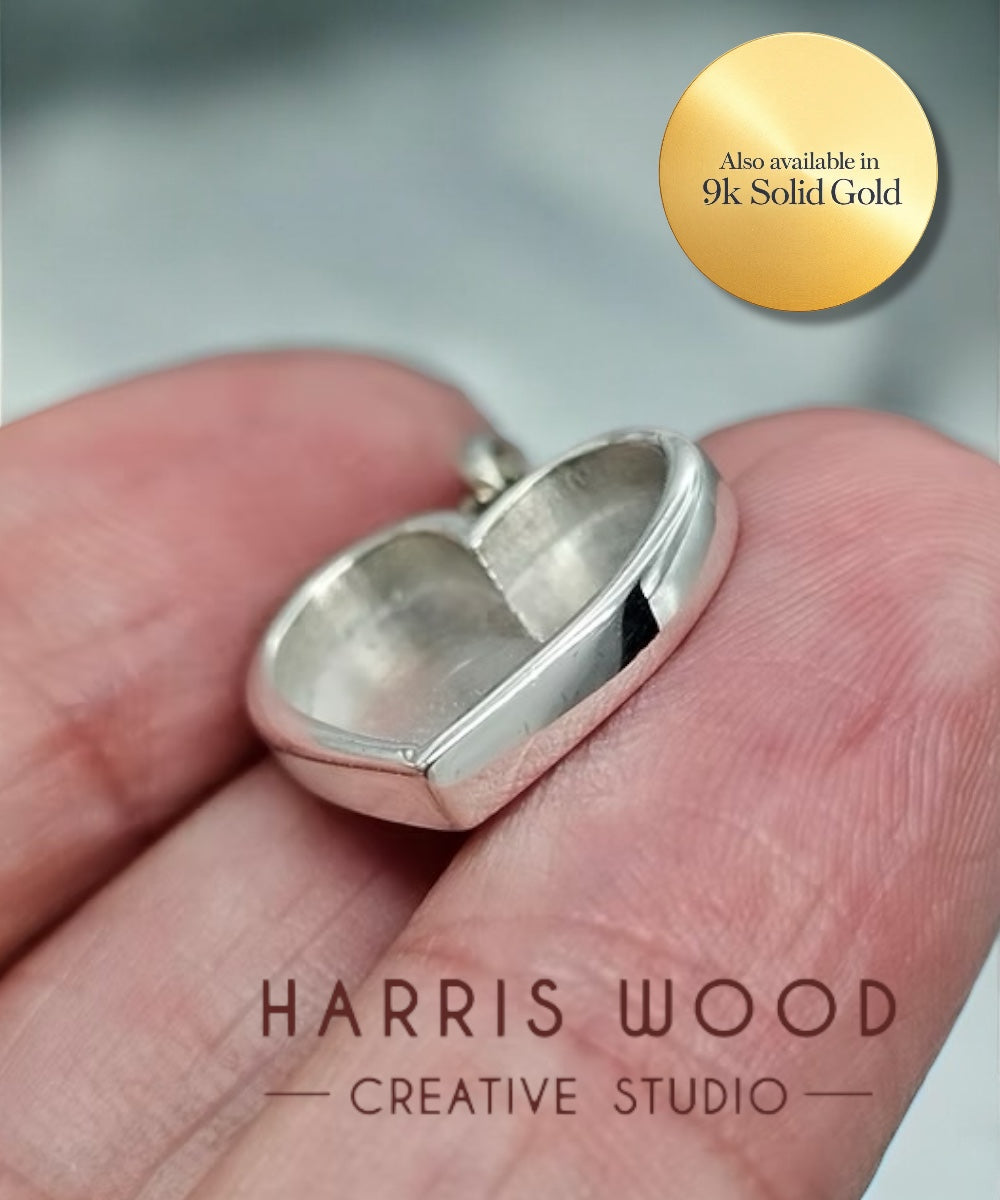 HEART 2 PENDANT 16MM - SOLID 925 SILVER