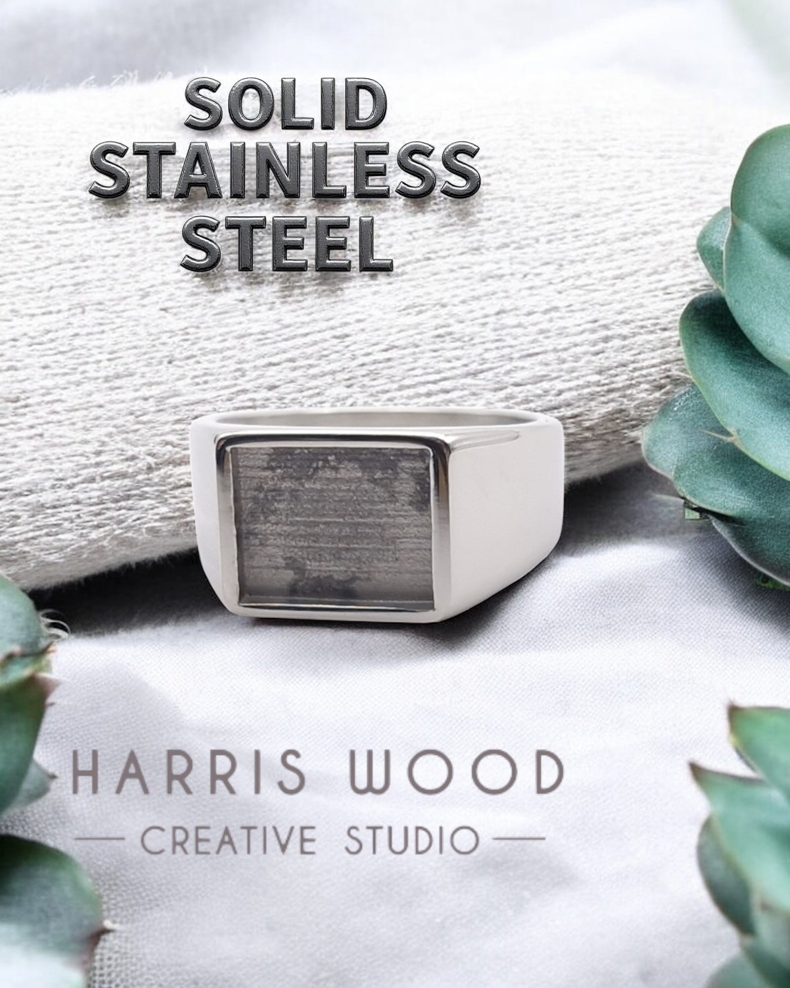 Square Signet Ring - Stainless Steel