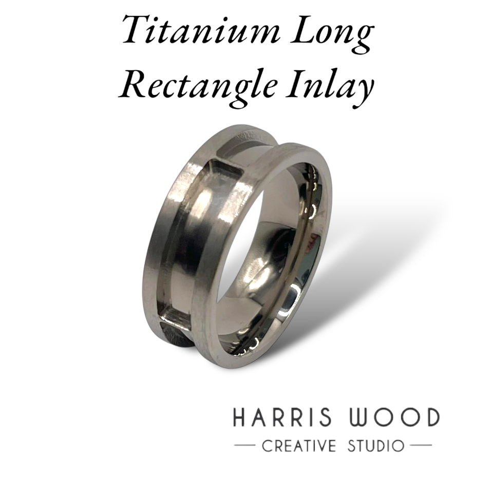 💙 Titanium Long Rectangle Inlay Ring