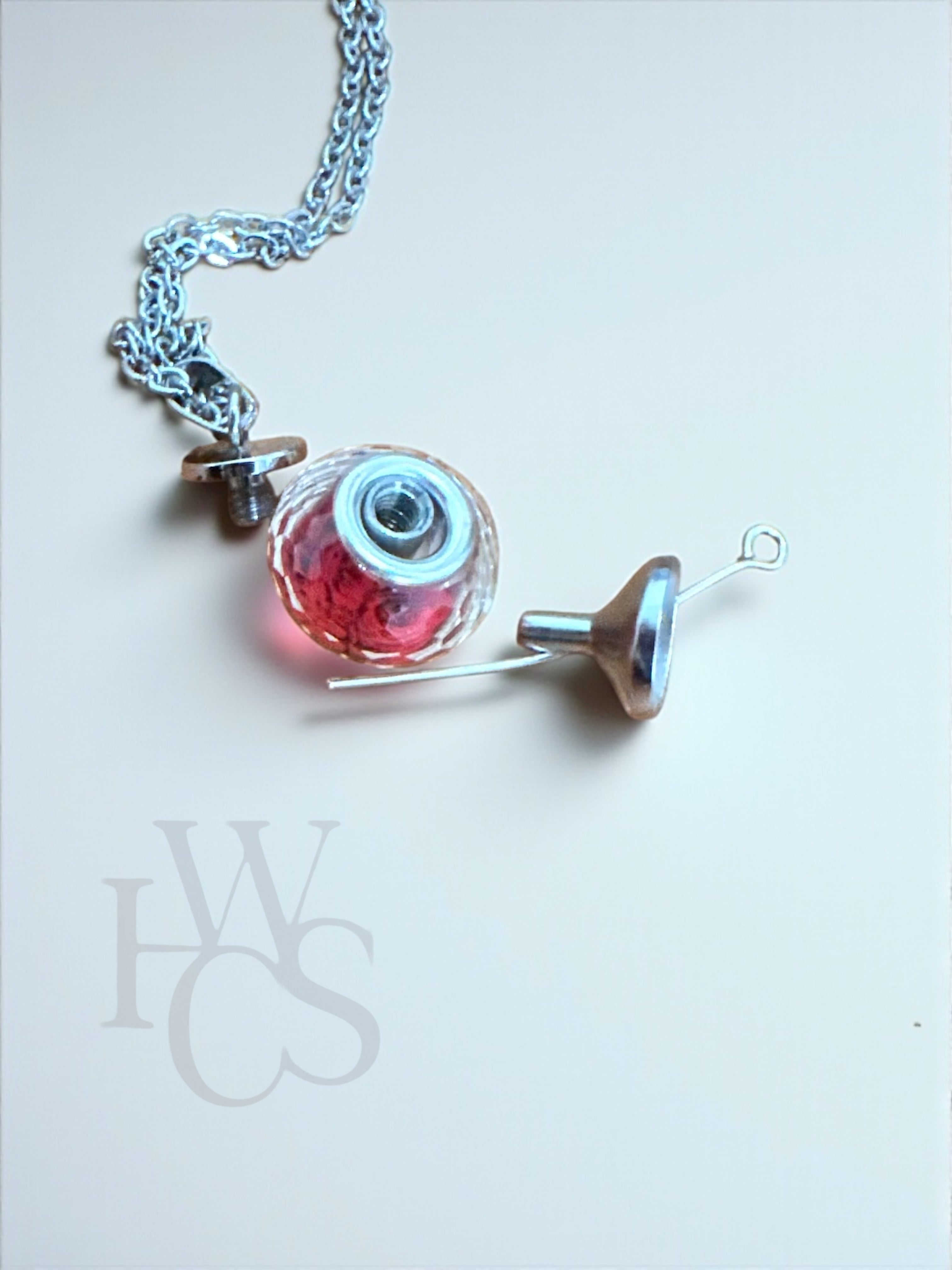 Glass Bead Urn Pendant - Rose Red