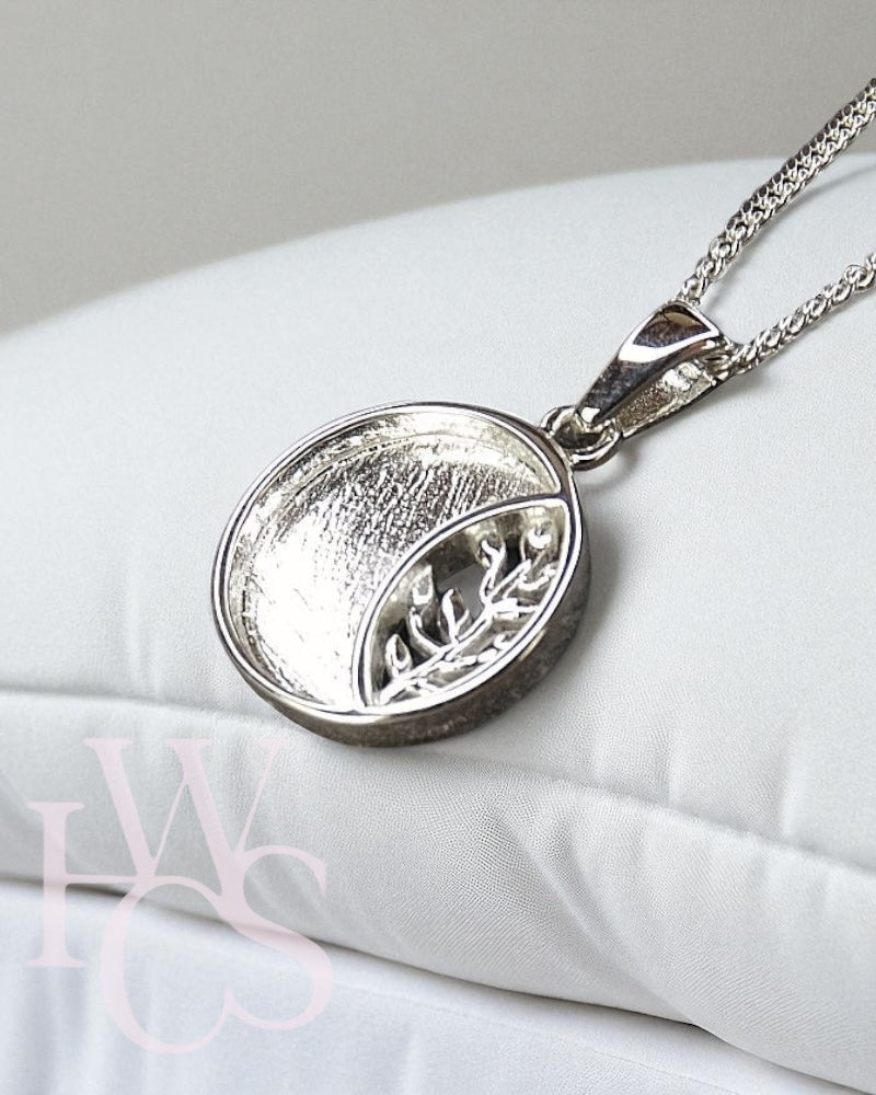 ❤️ Natural Round Pendant - Solid 925 Silver