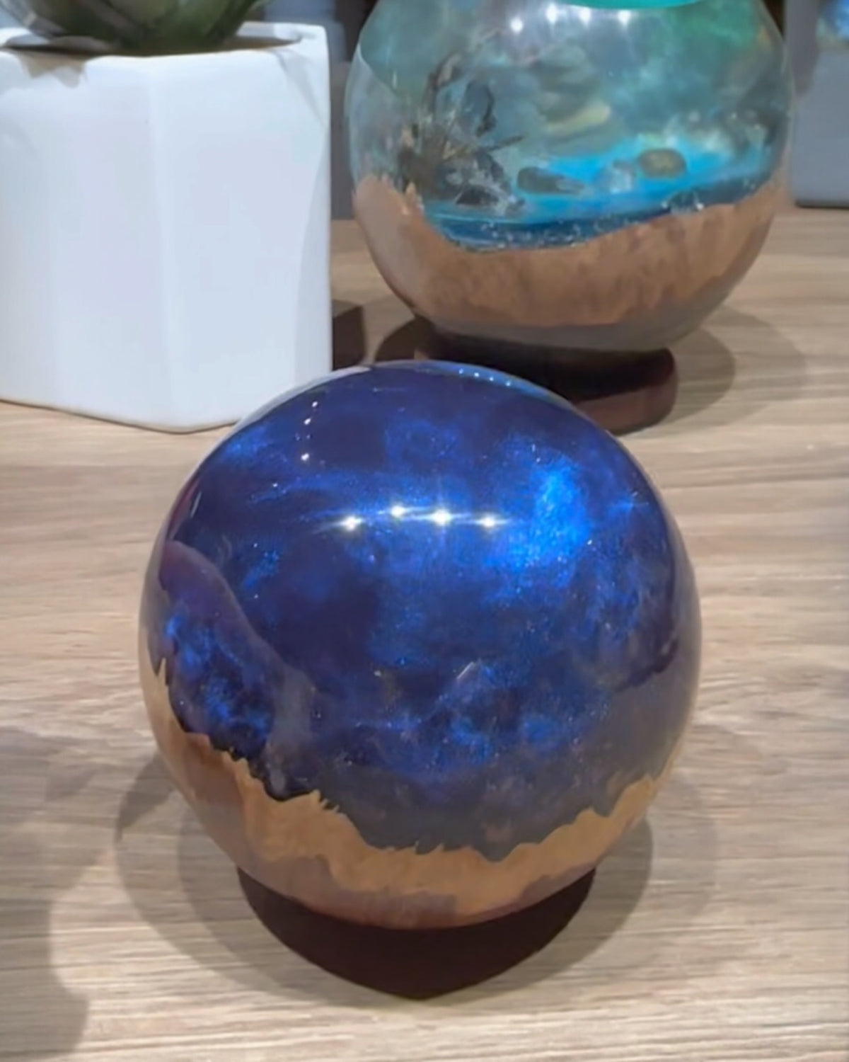 Purple Planet Resin Sphere - Handcrafted