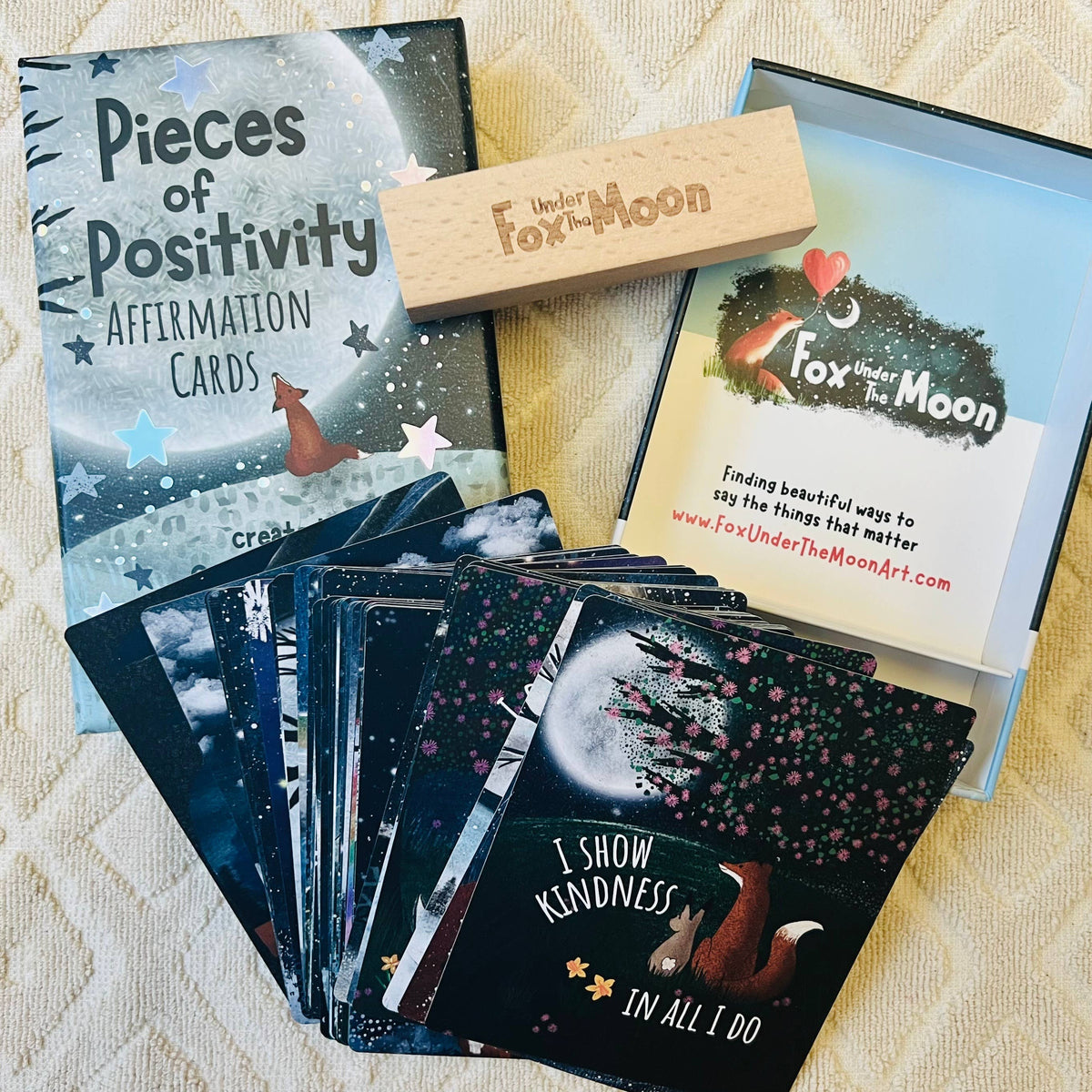 ** Positive Affirmation Cards - set of 54 + Wooden Stand