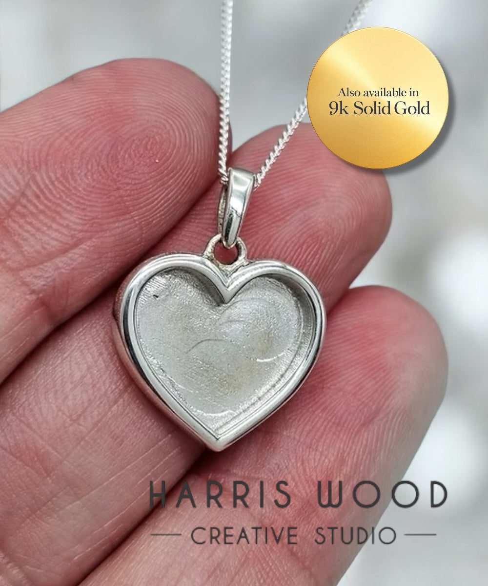 HEART 2 PENDANT 16MM - SOLID 925 SILVER