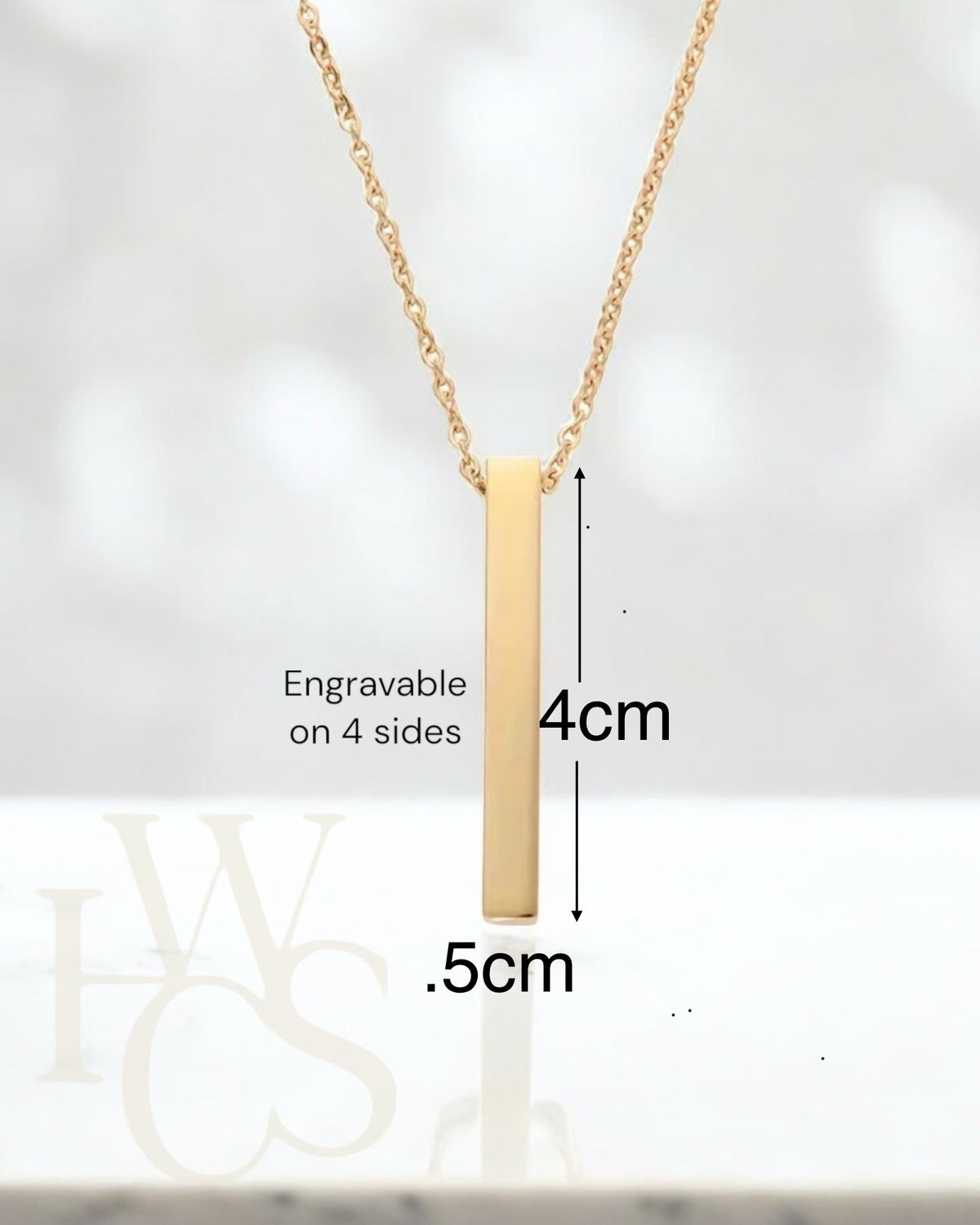 Bar Pendant - Engravable on 4 sides - 3 colours