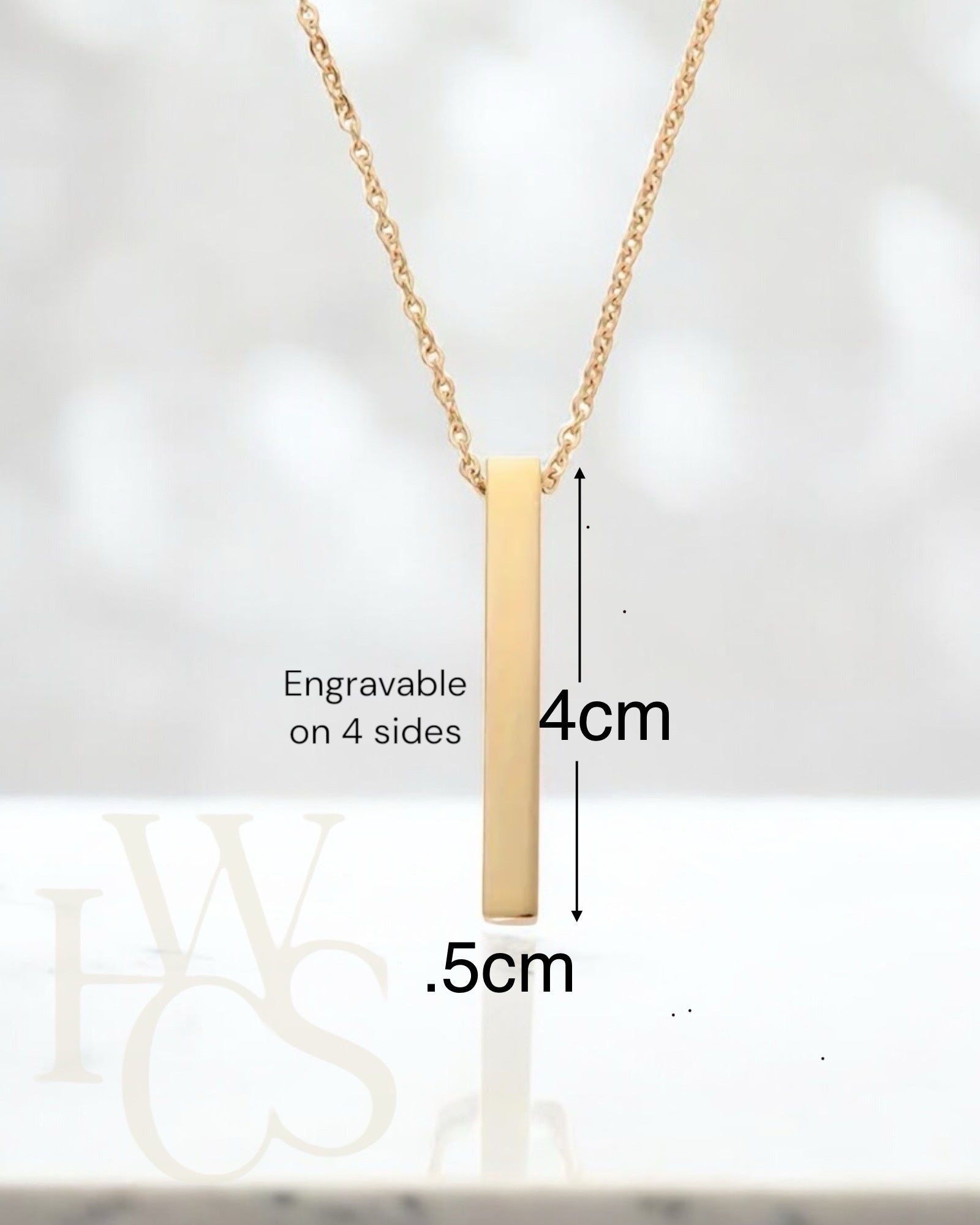 Bar Pendant - Engravable on 4 sides - 3 colours