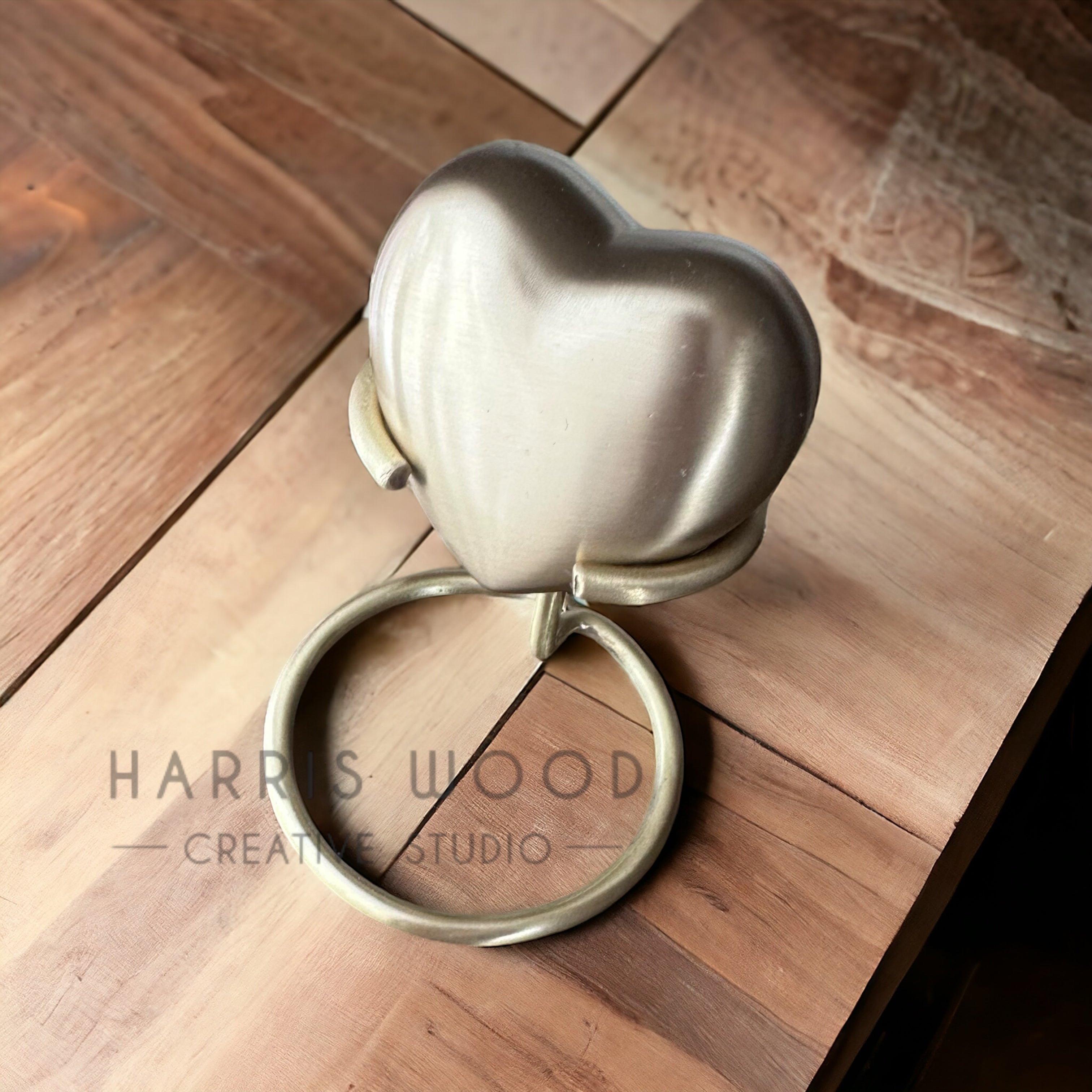 Brushed Brass Heart Urn (Stand Optional)
