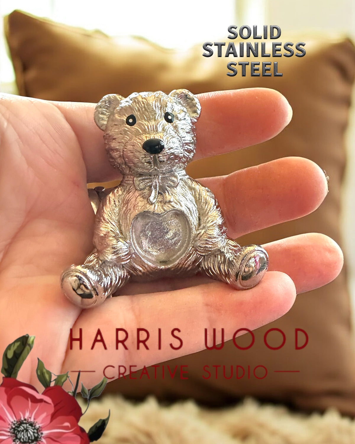 Teddy Bear Keepsake - SOLID STAINLESS STEEL