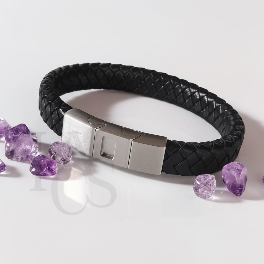 💙 Leather & Stainless Steel Memorial Bracelet