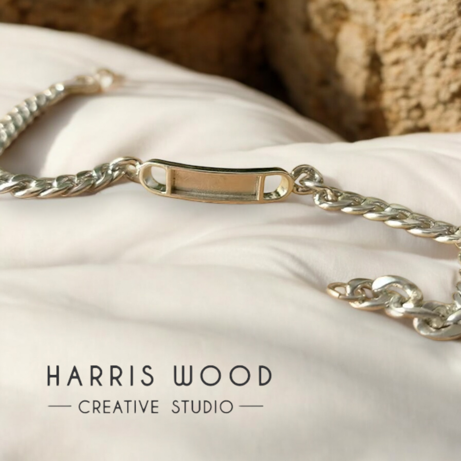 Unisex Bezel Curb Bracelet - 3 sizes SOLID 925 SILVER