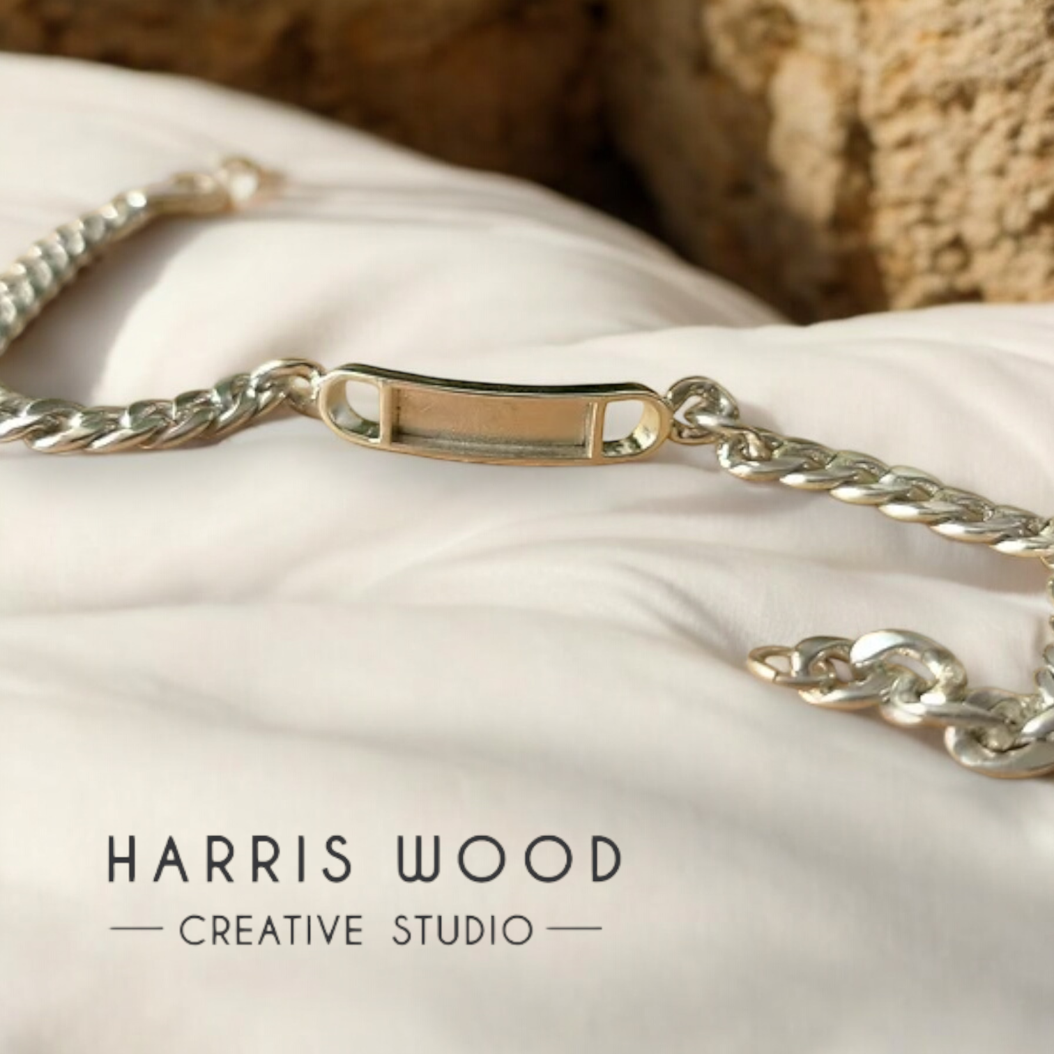 Unisex Bezel Curb Bracelet - 3 sizes SOLID 925 SILVER