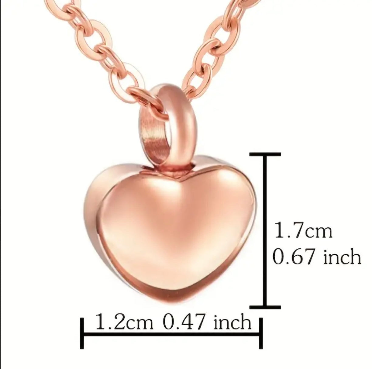 Mini Rose Gold Heart Urn Pendant and Chain