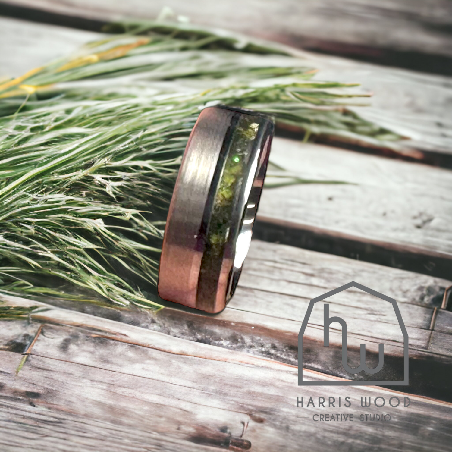 Tungsten Smooth Edge Offset Single Channel Ring