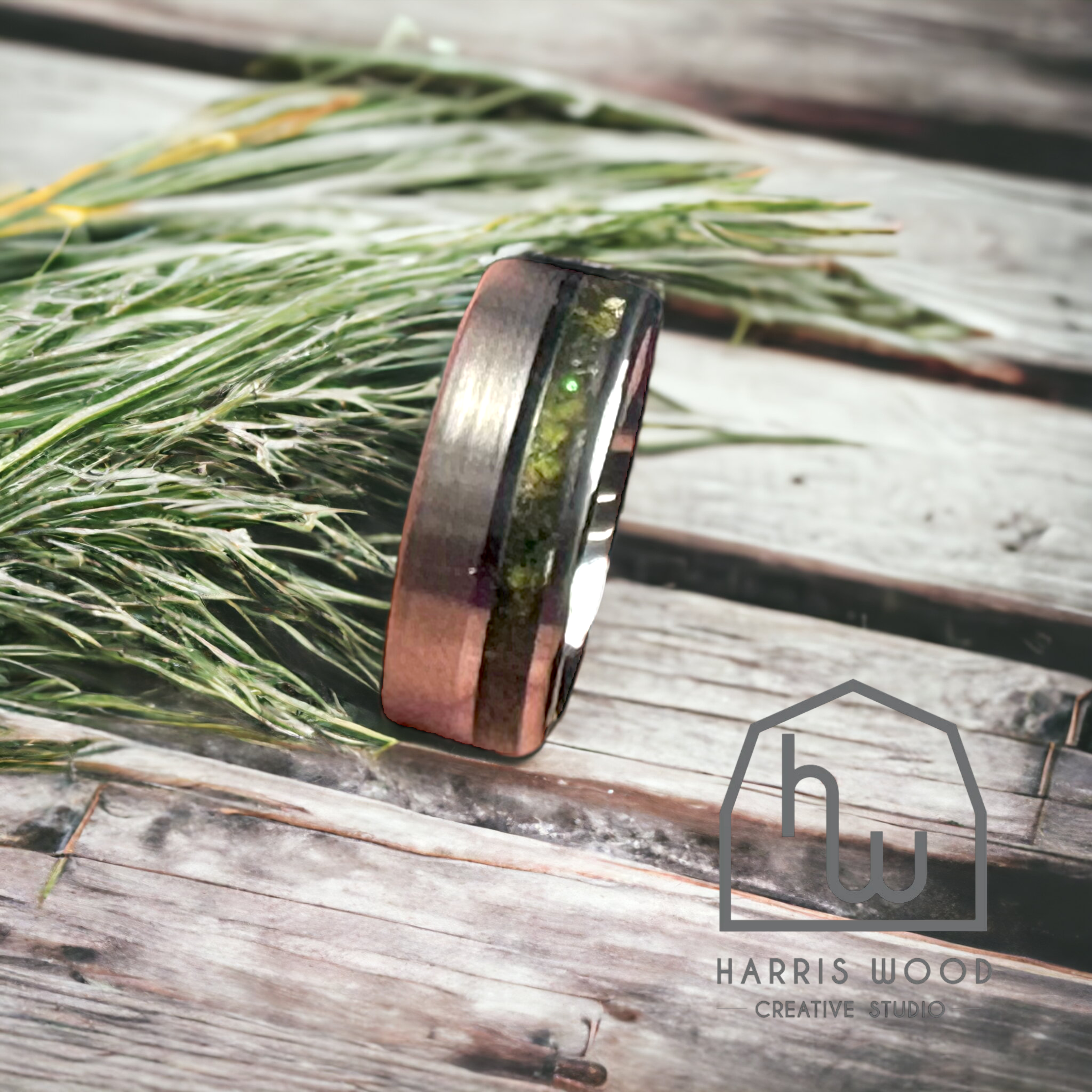 Tungsten Smooth Edge Offset Single Channel Ring