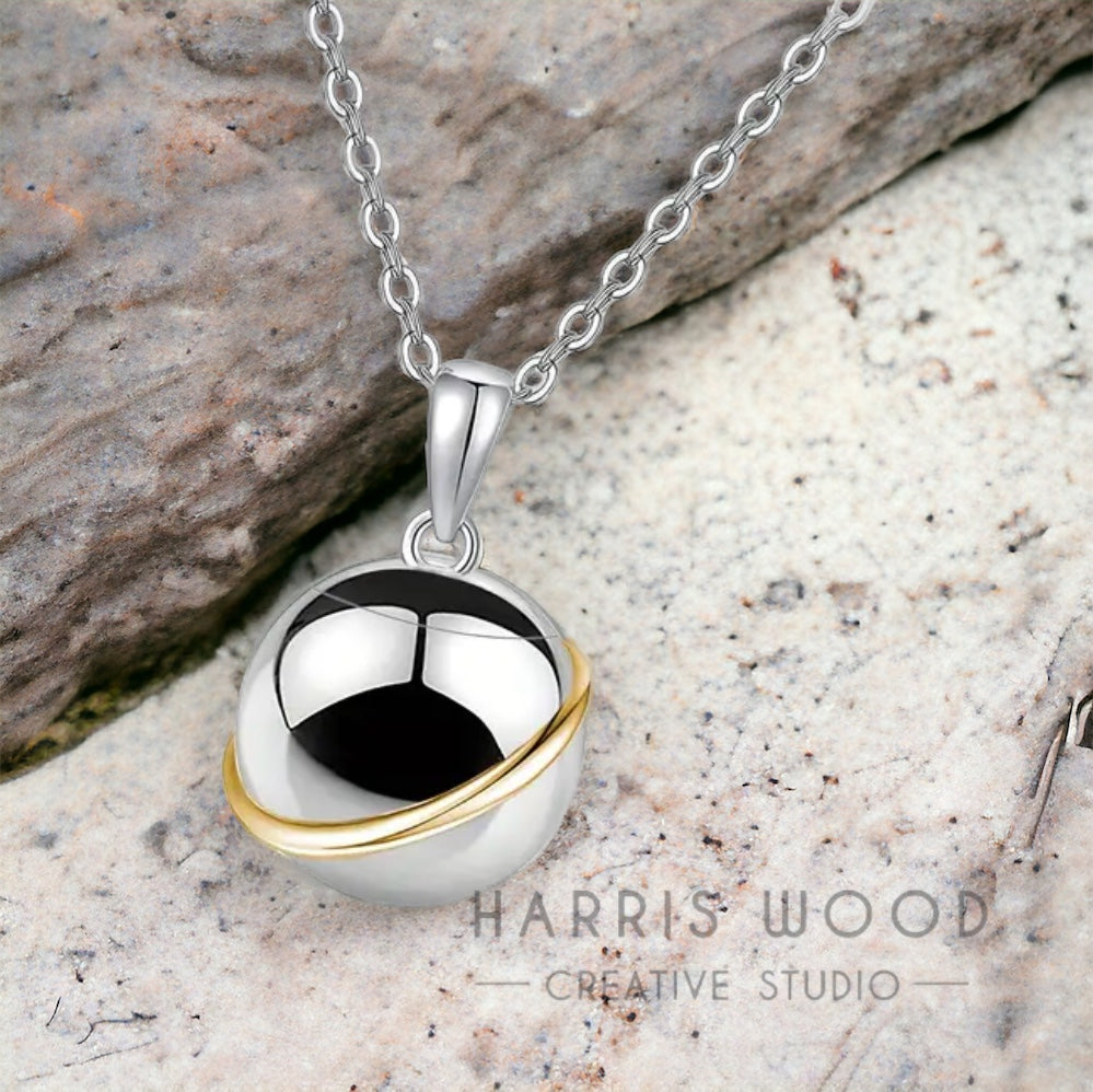 Orbiting Planet Pendant and Chain
