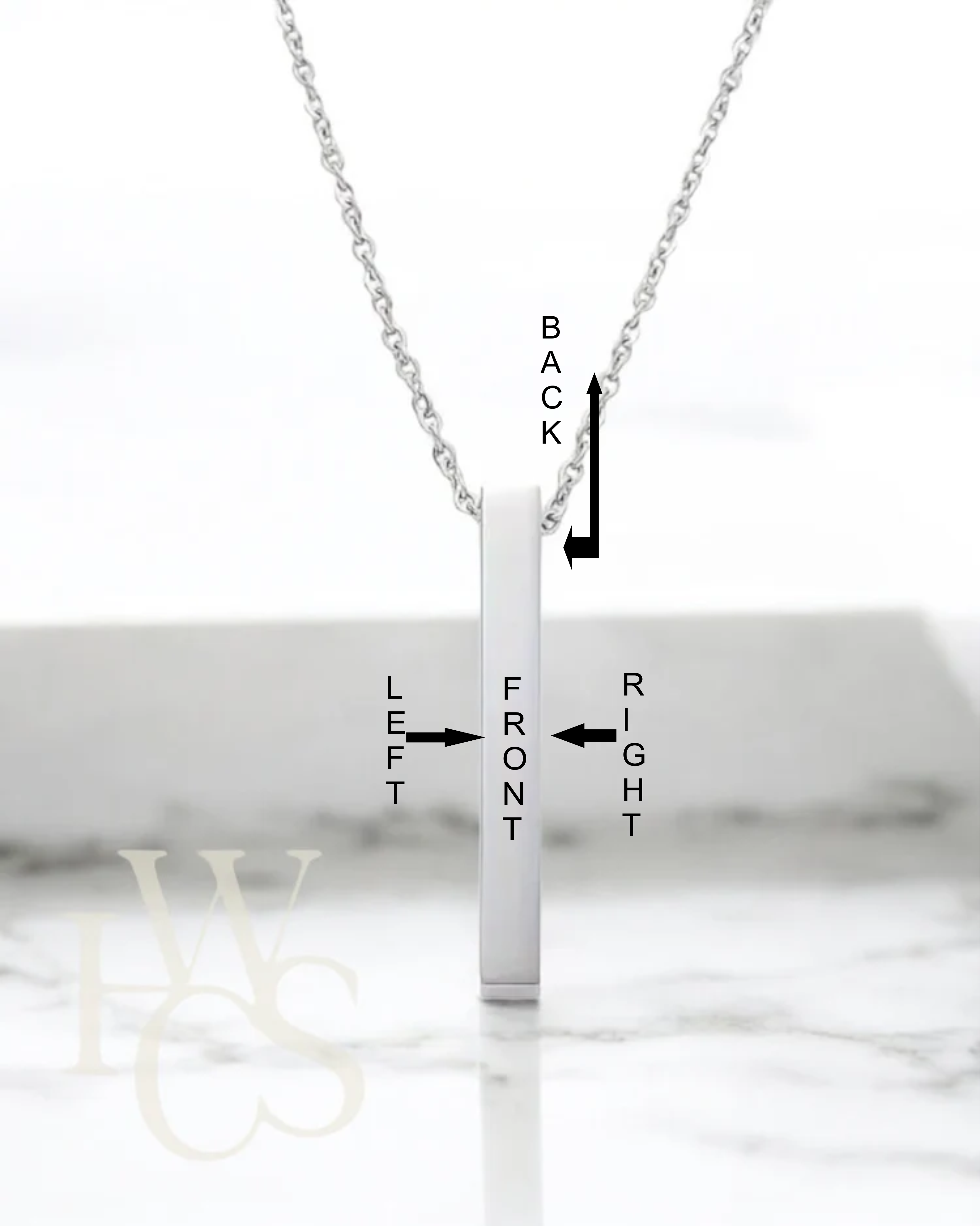 Bar Pendant - Engravable on 4 sides - 3 colours