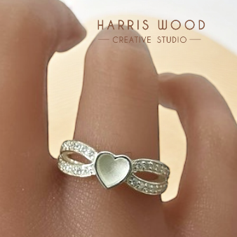 Celestial Heart CZ Ring - SOLID SILVER