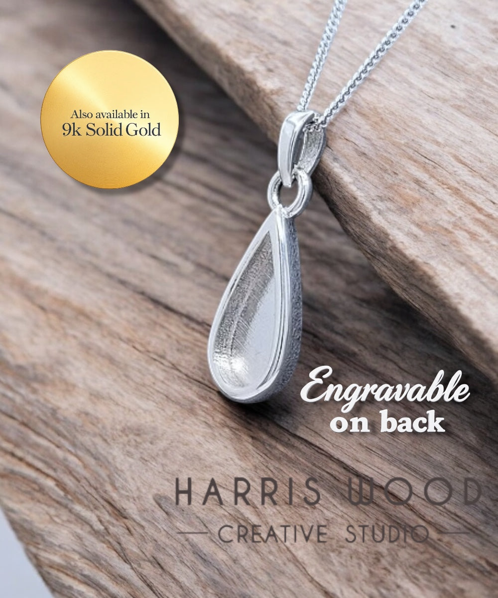 TEARDROP THICK TRIM SMALL PENDANT - SOLID 925 SILVER