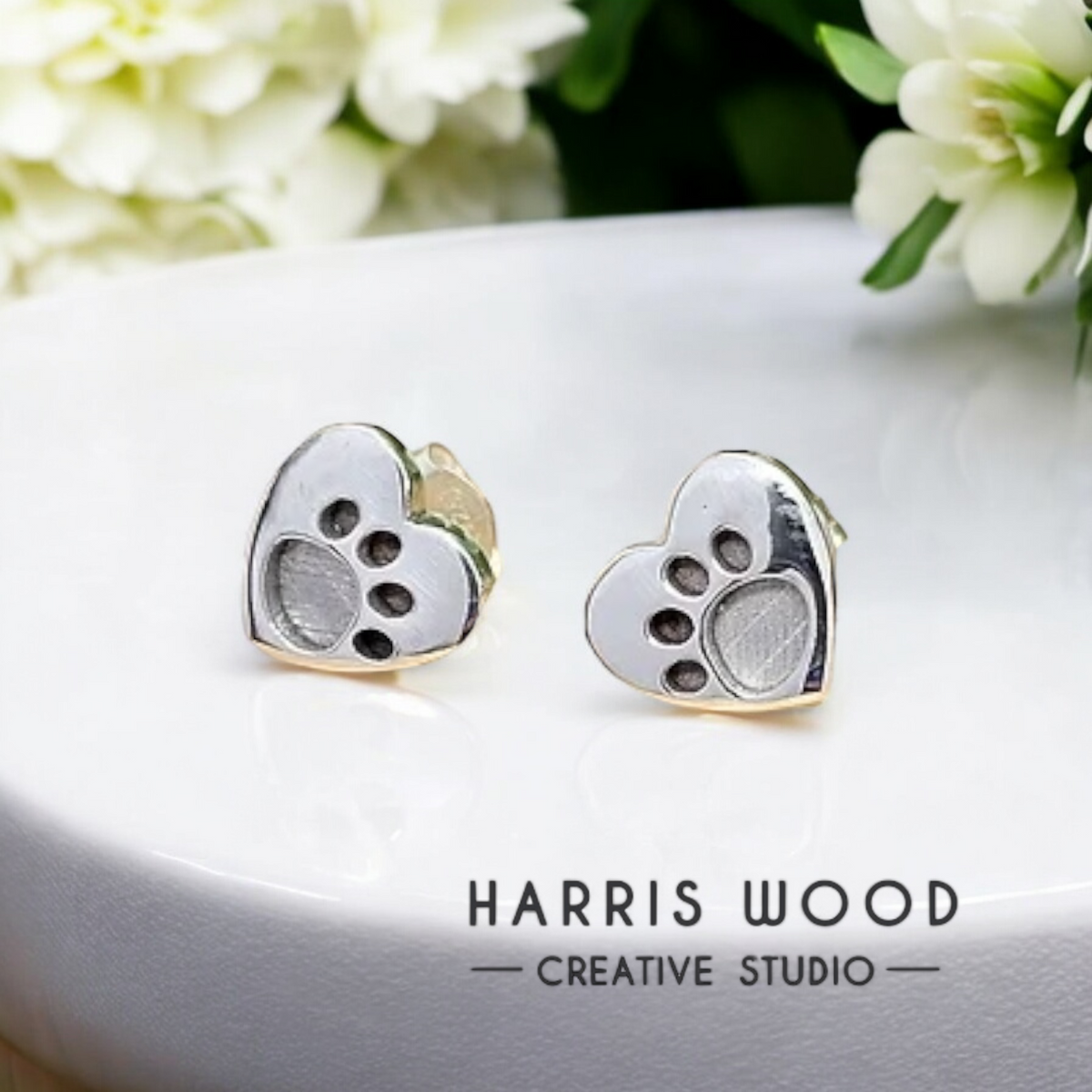 🪷Heart Paw Studs Solid 925 Silver Earring Set