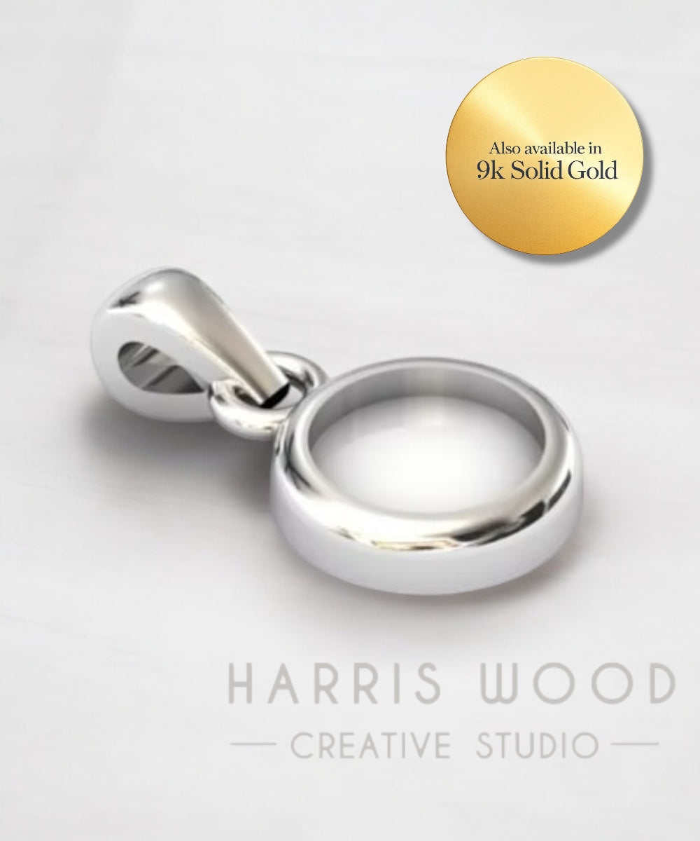 ROUND 12MM THICK TRIM PENDANT - SOLID 925 SILVER