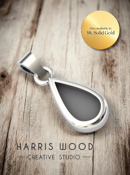 TEARDROP THICK TRIM SMALL PENDANT - SOLID 925 SILVER