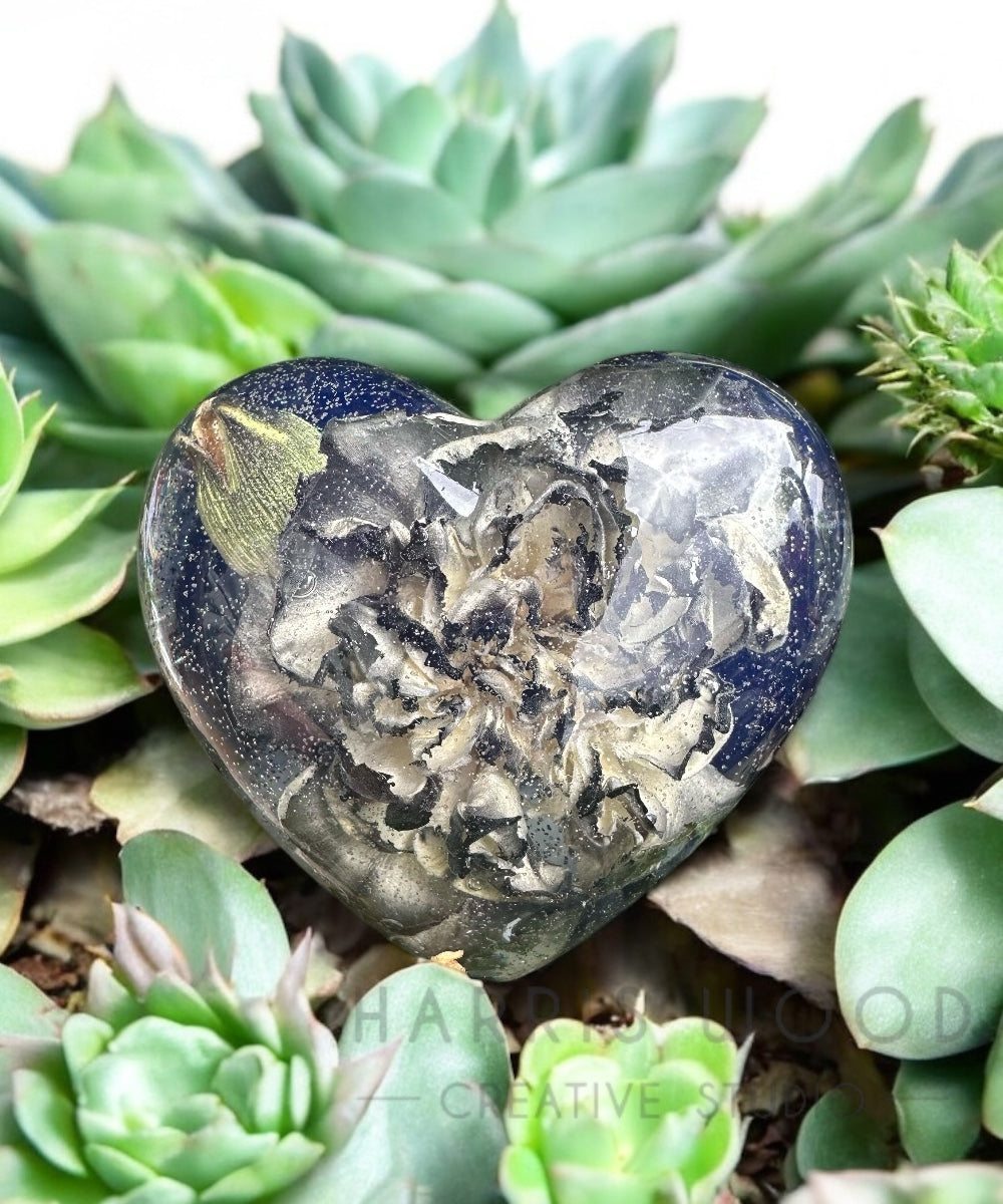 Memorial Flower Heart Resin Keepsake