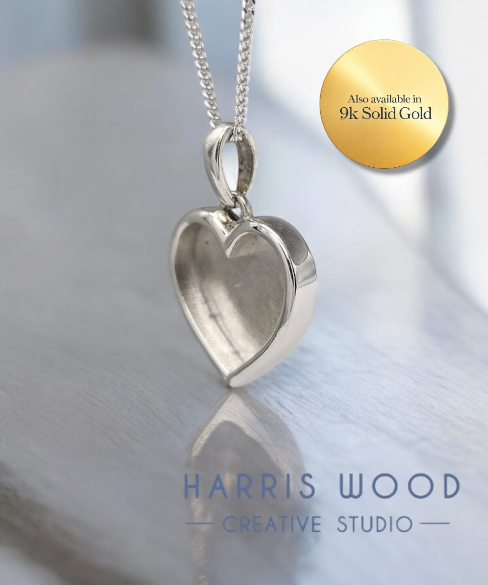 HEART 2 PENDANT 16MM - SOLID 925 SILVER