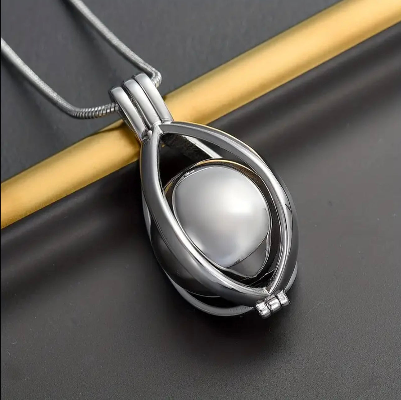 Ball Urn in Cage Pendant & Chain