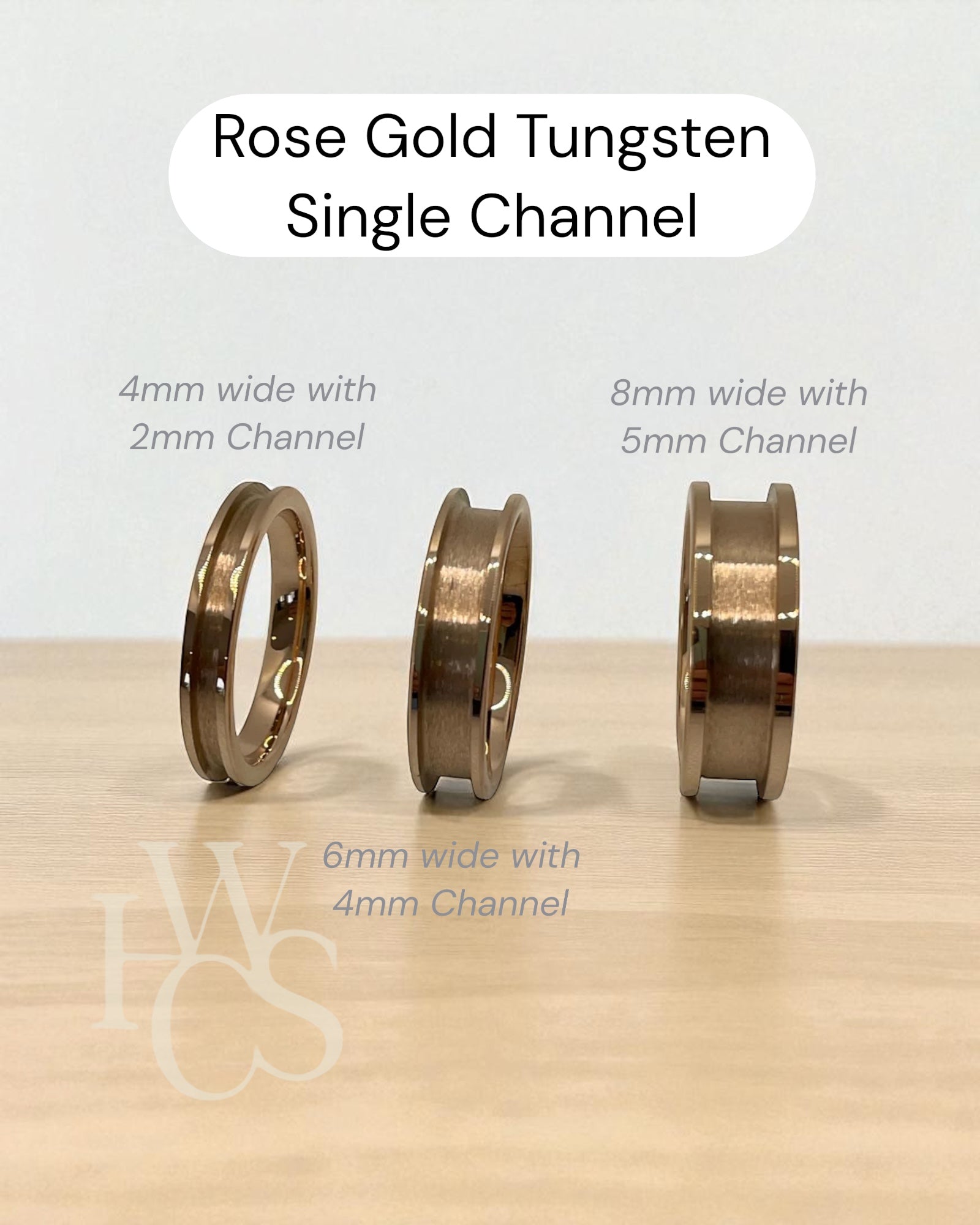 ROSE GOLD Plated Tungsten Channel Rings