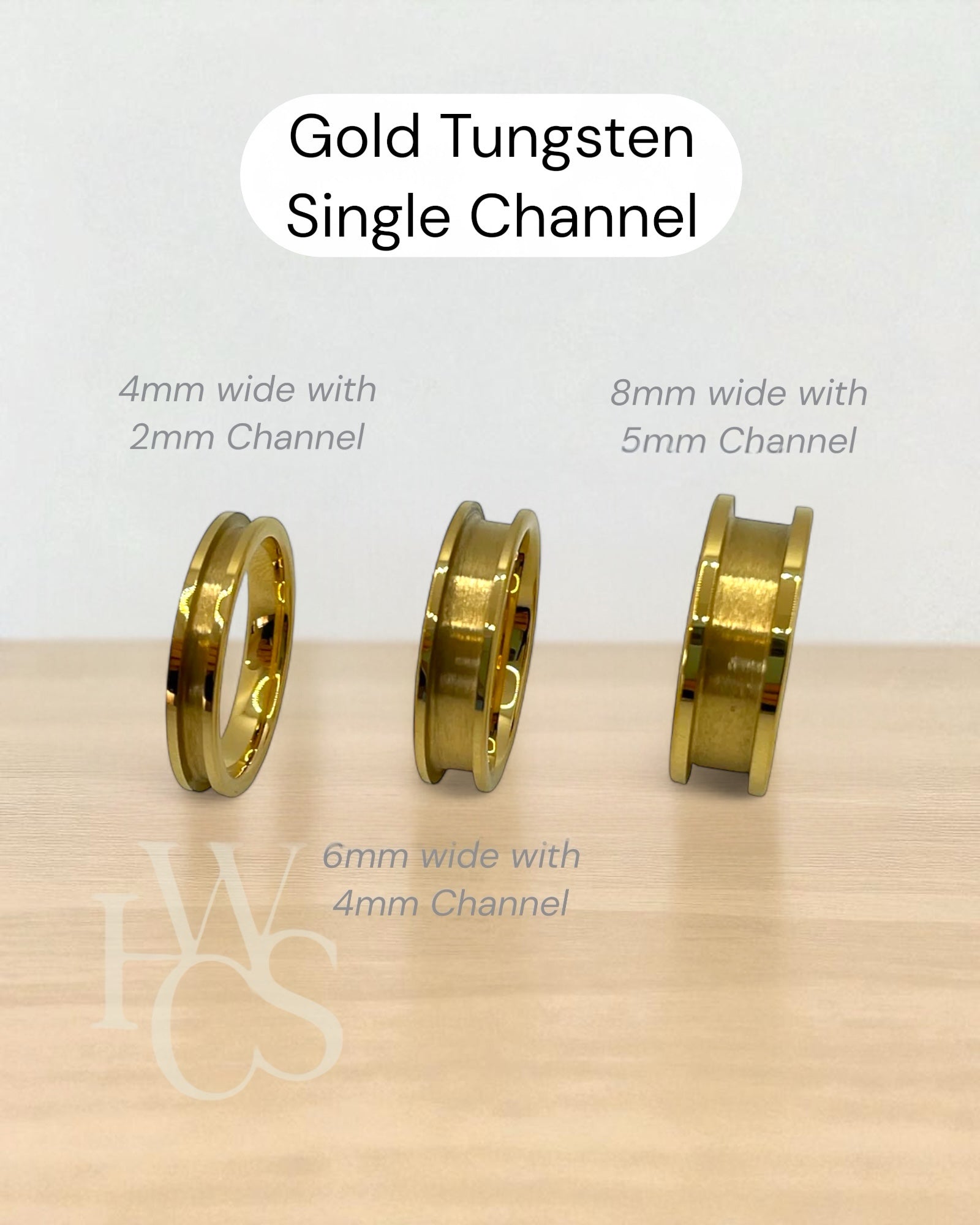 GOLD PLATED TUNGSTEN Channel Rings