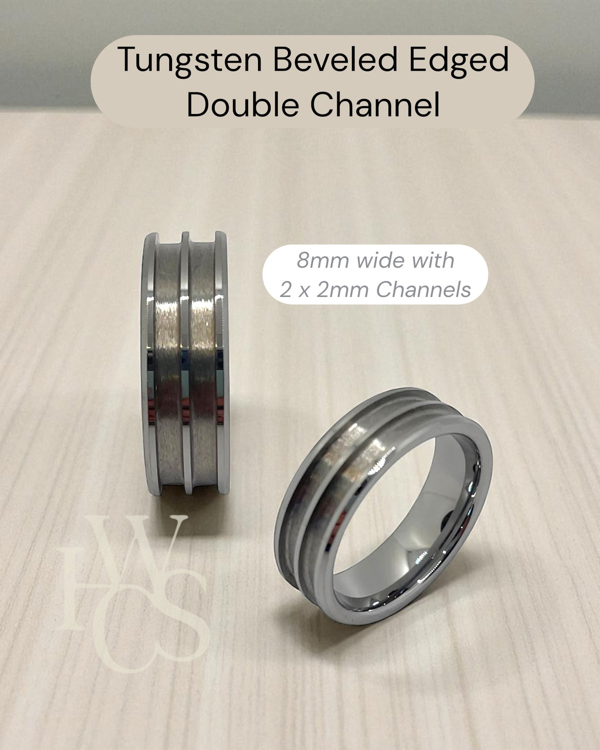 💙 Tungsten - Beveled Edge Channel Rings