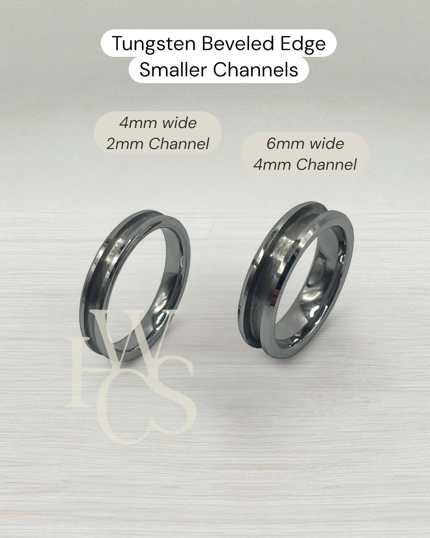 Tungsten Beveled Edge Channel Rings (4 & 6mm)