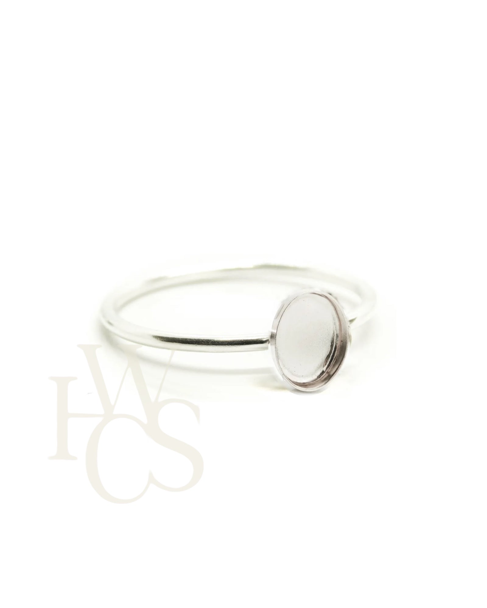 Classic Ring Setting with Smooth 8x6mm Oval (Portrait) Bezel - Solid SILVER