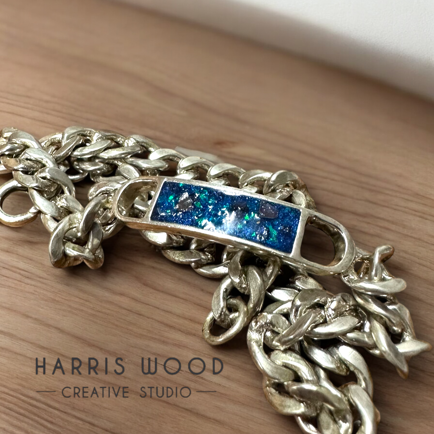 Unisex Bezel Curb Bracelet - 3 sizes SOLID 925 SILVER